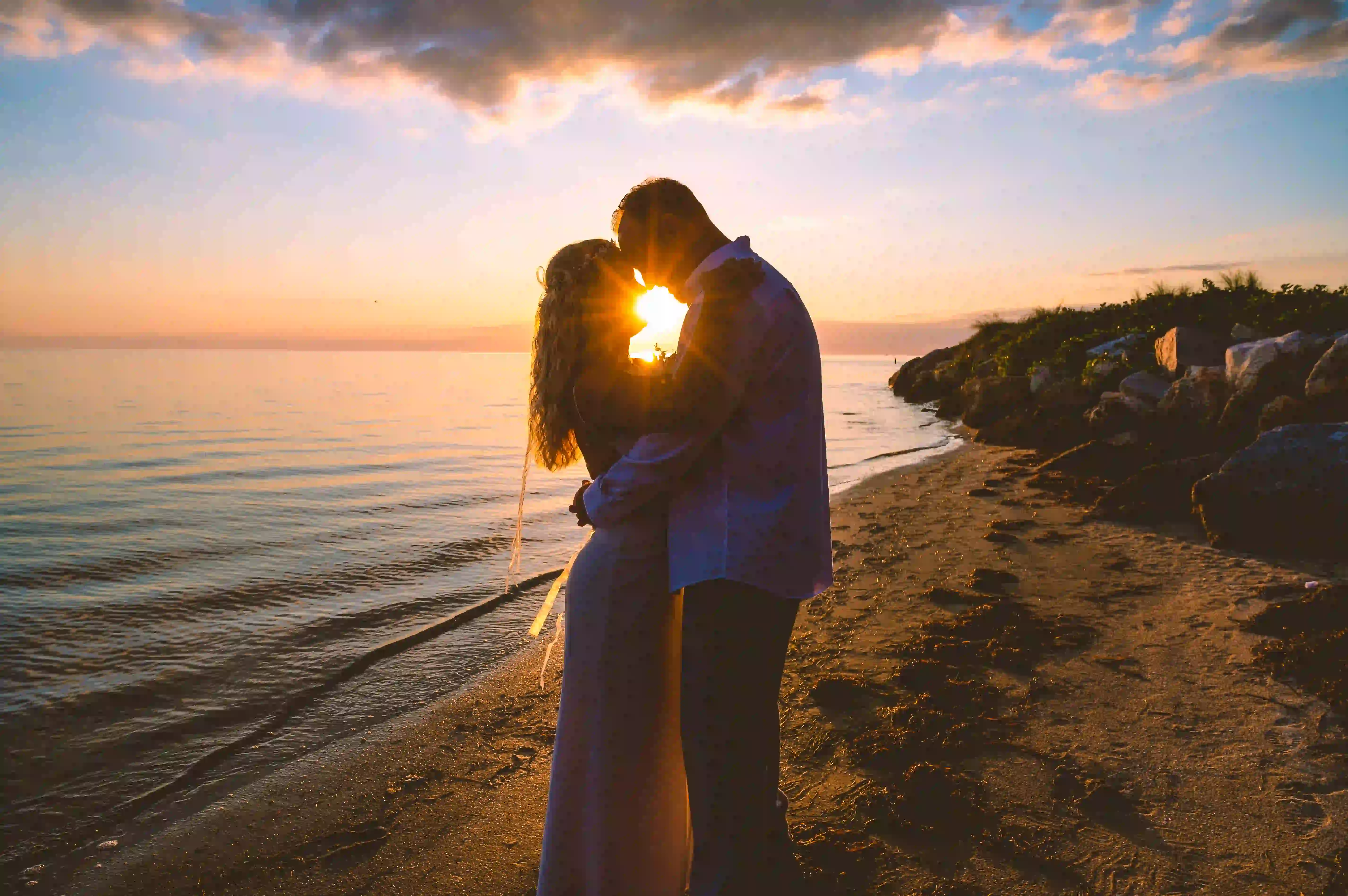 Sunset Couple Embrace