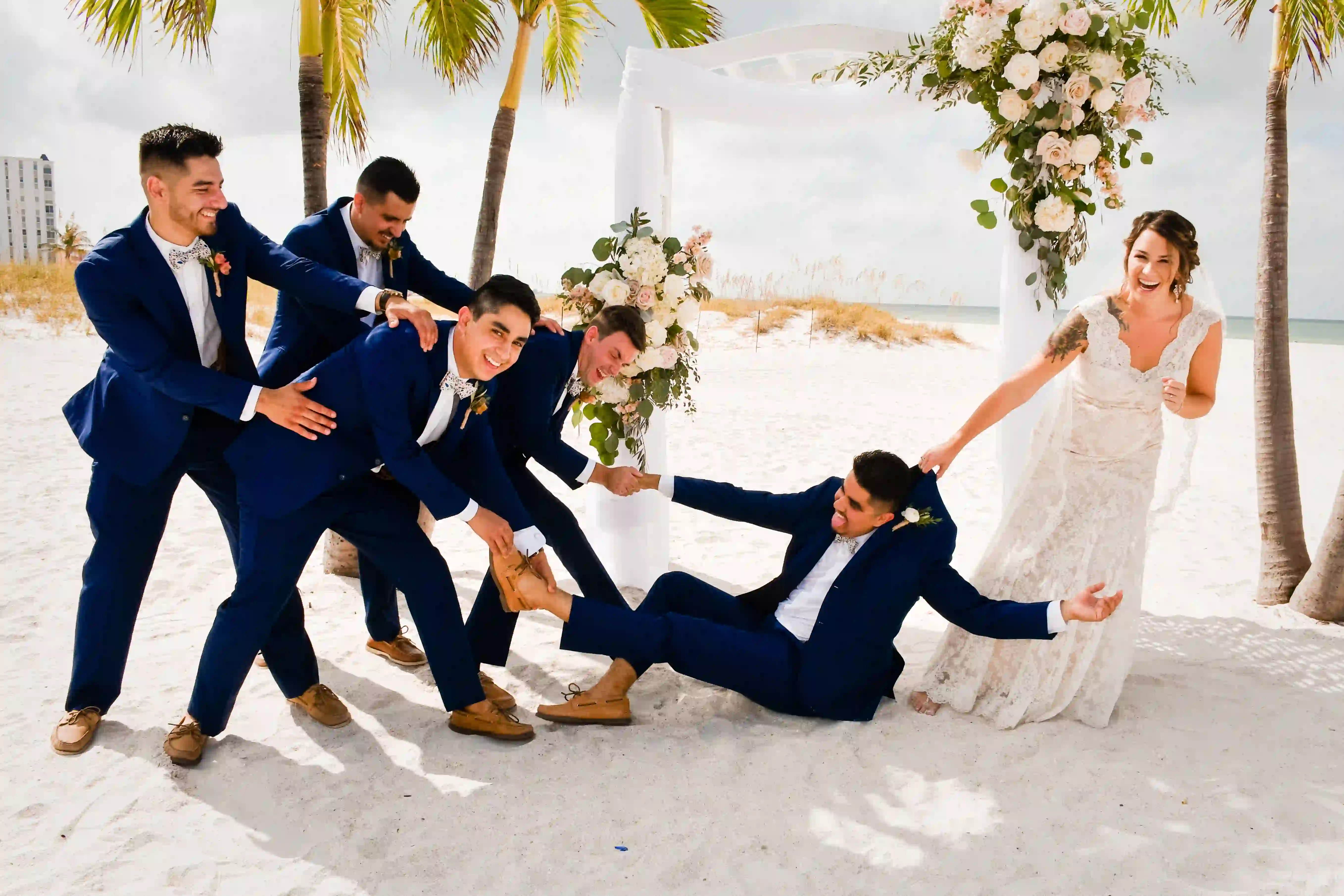 Groomsmen Beach Tug-of-War